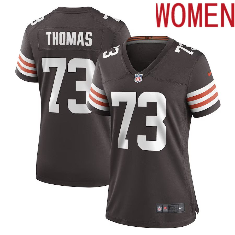 Women Cleveland Browns #73 Joe Thomas Nike Brown Retired Game Player NFL Jersey->women nfl jersey->Women Jersey